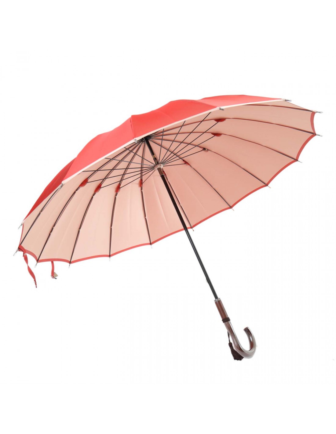 Damen Regenschirm Koralle/Elfenbein