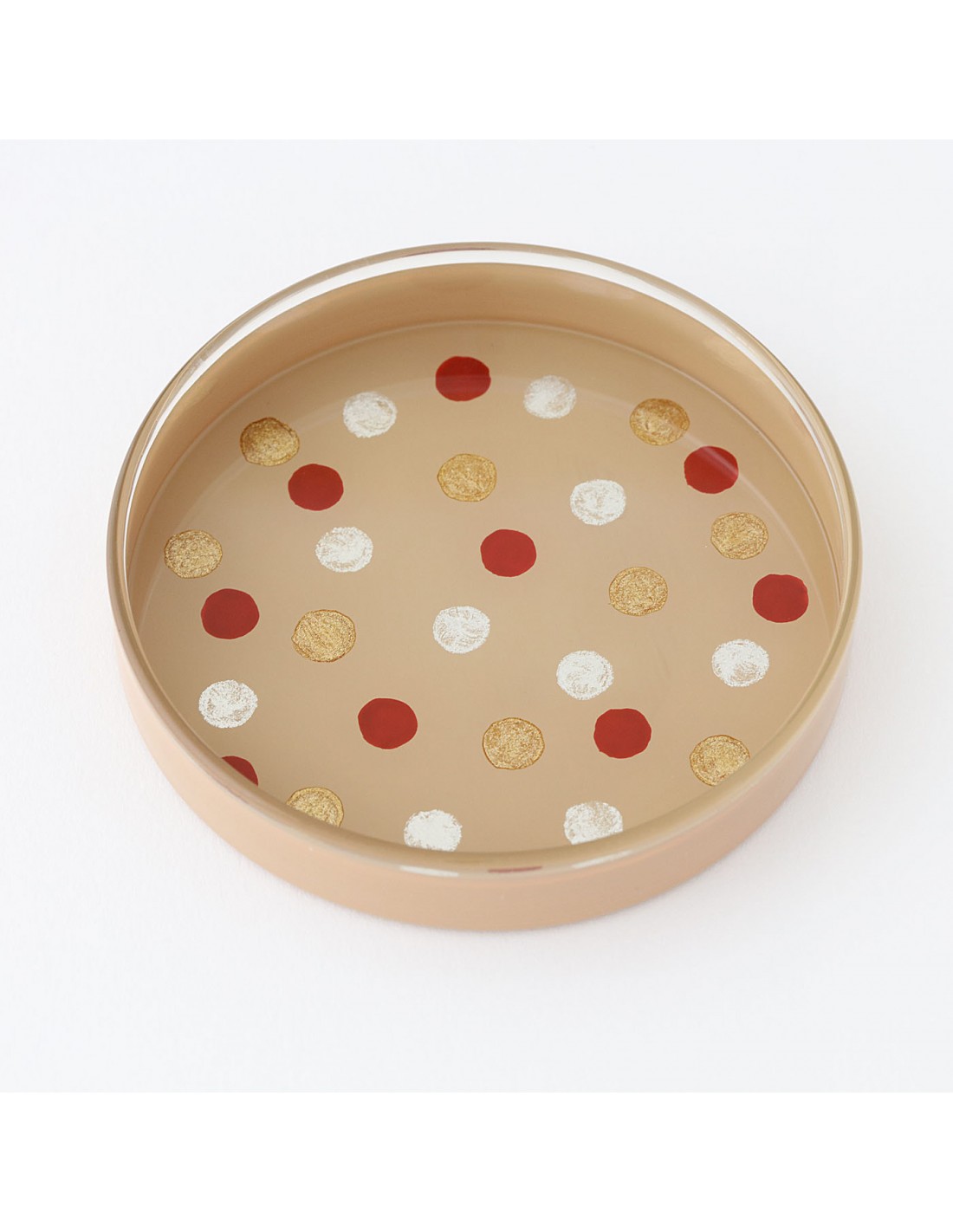 Urushi Glasschale small circles beige