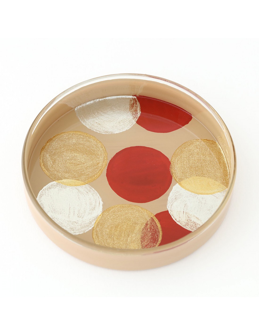 Urushi Glasschale large circles beige